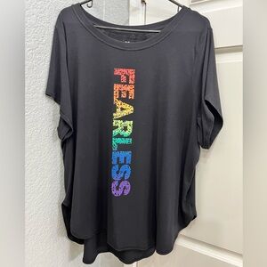 Xersion rainbow lettering “Fearless” active tee